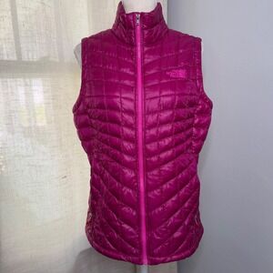North Face Thermoball Eco Puffer Vest Quilted Pink Full Zip Women's Size Small